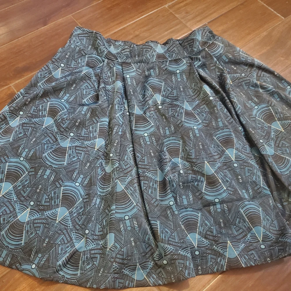 Elegant Teal Patterned Skirt Pleated Full Size 2XL By Melissa McCarthy Seven7 - Picture 3 of 5